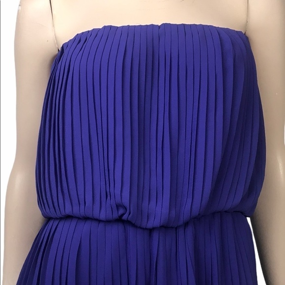 BCBG Generation Blue Pleated High Low Strapless Dress Women's Medium - Picture 4 of 9